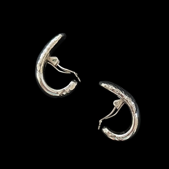 Simon Sebbag Designs Sterling Silver Hammered J Shaped Hoop Earrings - Picture 6 of 9